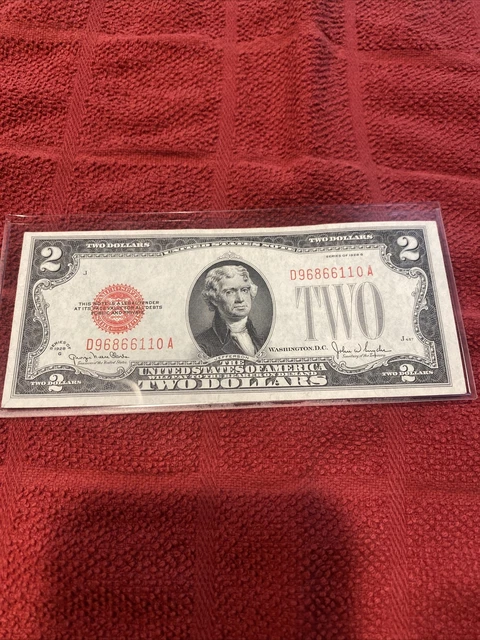 1928 G $2 Red Seal Two Dollar U.S. Note, Uncirculated #3