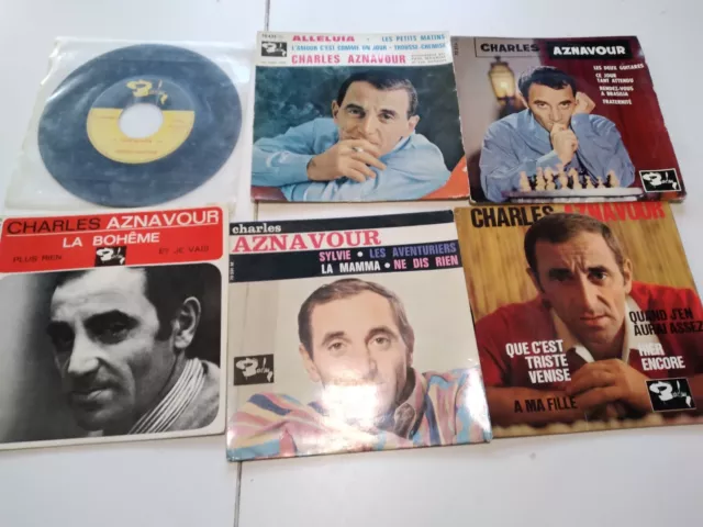 Charles Aznavour: lot de six 45 tours.