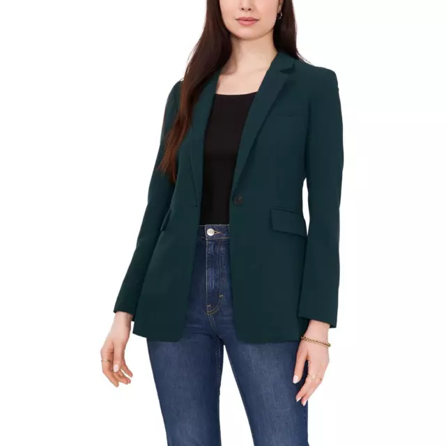 1.State Womens Green Woven Long Sleeves One-Button Blazer Jacket 6 BHFO 8268