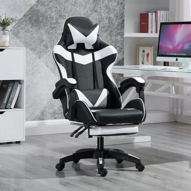 Neo Faux Leather Sport Racing Car Gaming Office Chair Lumbar Headrest Support