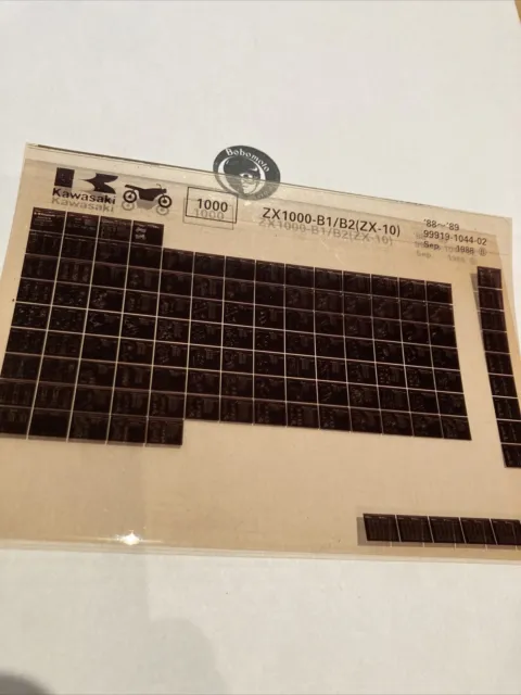 Kawasaki ZX1000 B1 1988 B2 1989 ZX-10 Microfiche List Spare Parts