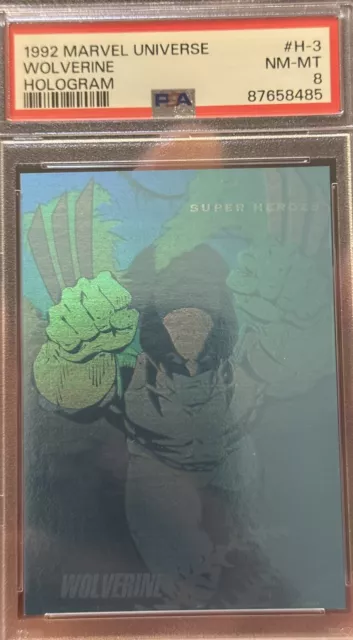 1992 Marvel Universe Impel Skybox Wolverine #H-3 🔥Hologram Psa 8 Nm-Mt🔥