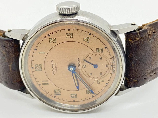 Movado 150 Mn Acciaio Inox Carica Manuale Orologio 15J 1940 Molto Raro Vtg