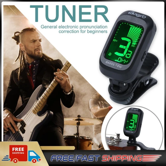 Guitar Tuner Violin Ukulele Bass Clip-on LCD Display Tuning for Beginners String