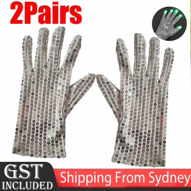 LED Light Gloves Flashing Finger paillette Party Games Glow In the dark 7 Modes