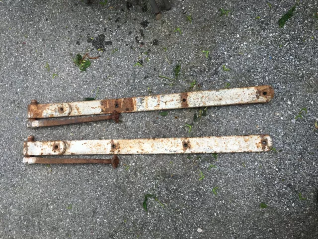 Antique Hand Forged Iron Barn Door Strap Hinges 37” Long x 2.5 in Pair with Bolt