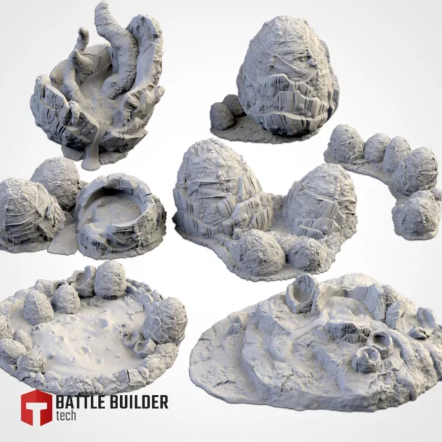 FULL (7) pc. Large Alien Eggs Terrain Scenery Custom Set - 28mm D&D, RPG, more!