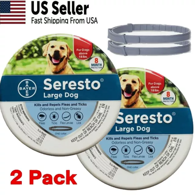 2pc Seresto Flea & Tick Collar for Large Dogs 18lbs 8Months Protection New US