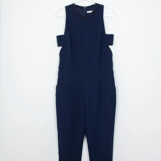 Trina Turk Yasmine Sleeveless Pants Jumpsuit Navy Blue Womens Size 6