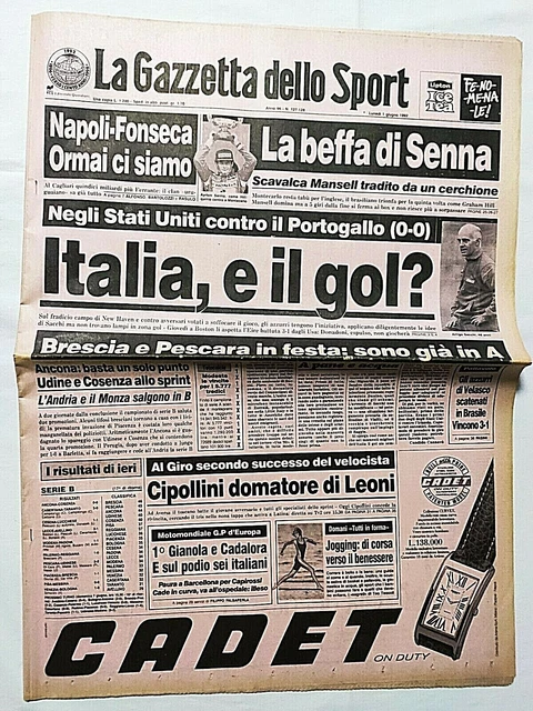 Gazzetta Dello Sport Originale Du 22 Juin 1987 - Mundialito, Pise Et Pescara Promus En Serie A