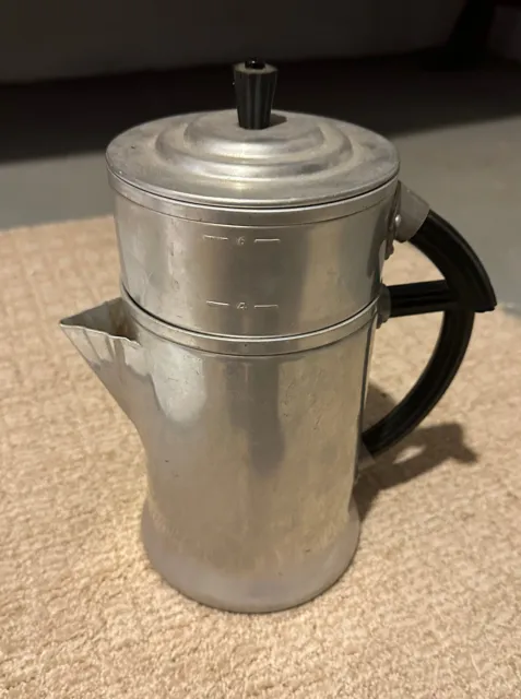 Vintage Wear-ever 3046 Aluminum Coffee Pot 6 Cup Pot Drip Percolator Camping