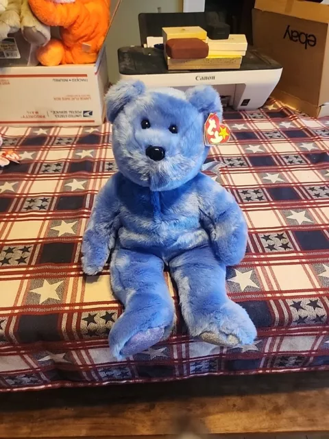 TY Beanie Babies Buddy Clubby II Teddy Bear 1999 Periwinkle Blue 14” Collectible