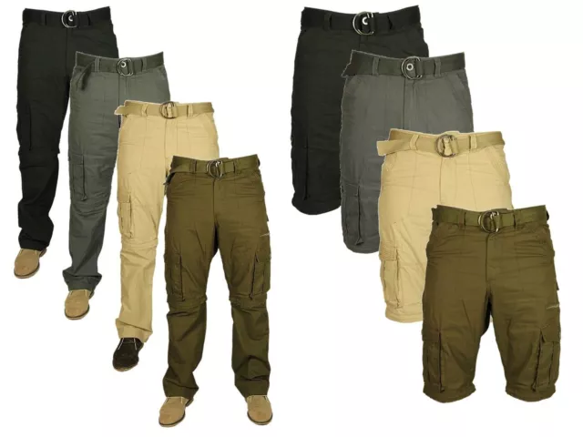 Mens Kam 2 In 1 Trousers To Shorts Casual Cargo Combat Pants Work Walking latest