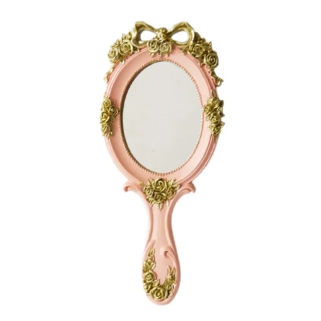 Lindo espejo de tocador de maquillaje a mano vintage con mango para regalo B8H3