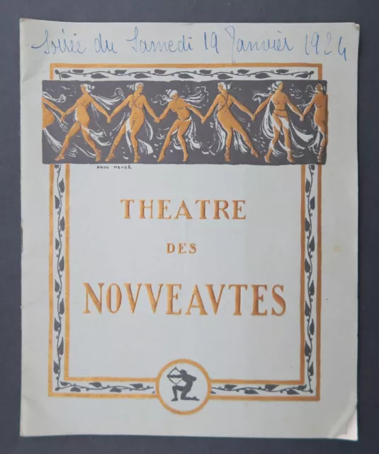 Programme Théâtre des Nouveautés Paris 19 janvier 1924 / Le carton des titres