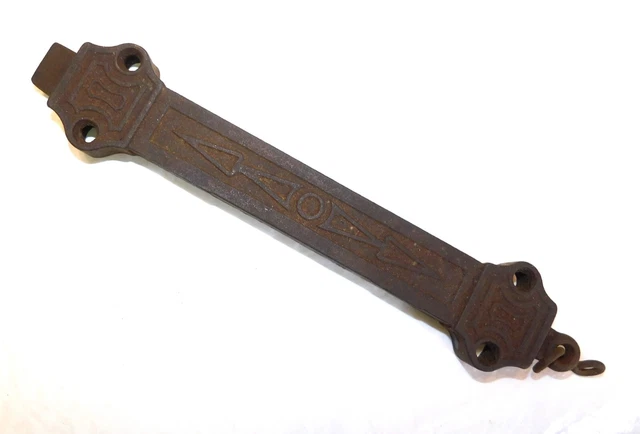 Antique Cast Iron Pull Chain Spring Loaded Barn Door Gate Bolt Latch