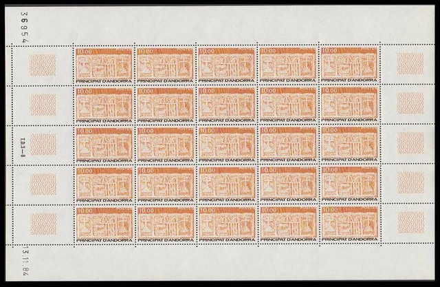 Andorra Fr. Inscription 'POSTES' 10 Fr Sheet 1985 MNH SG#F350 MI#358 CV€100.-