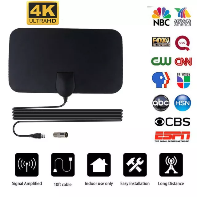Signal Amplified Antenna Aerial 4K 1080P HD Digital TV Indoor 1800Miles
