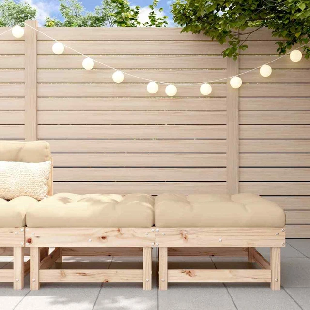 Patio Footstools with Cushions 2pcs Solid Wood Pine vidaXL