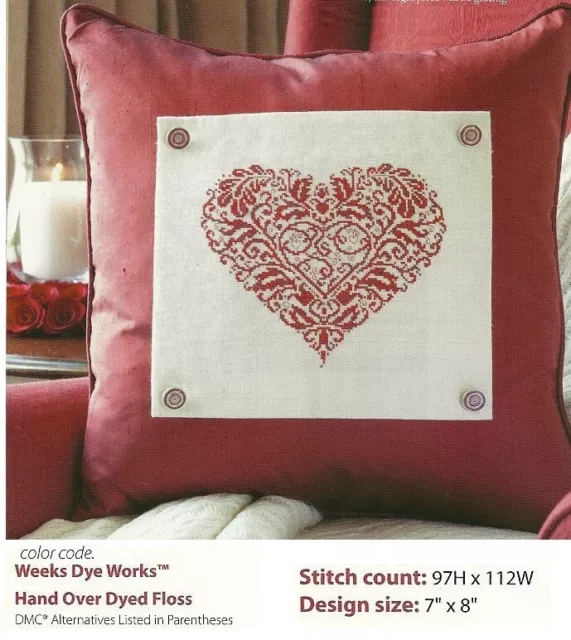 Heart Swirl  Cross Stitch Pattern Only     Yd   Rep