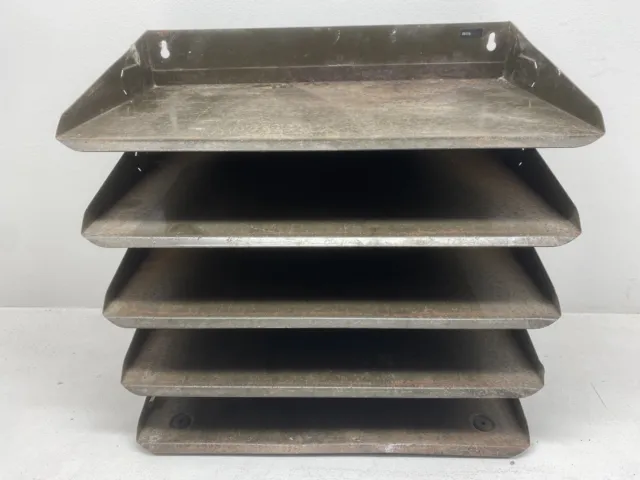 Bisley Steel Shelves A4 Paper 5-Tier Vintage Metal Industrial Filing Tray Office