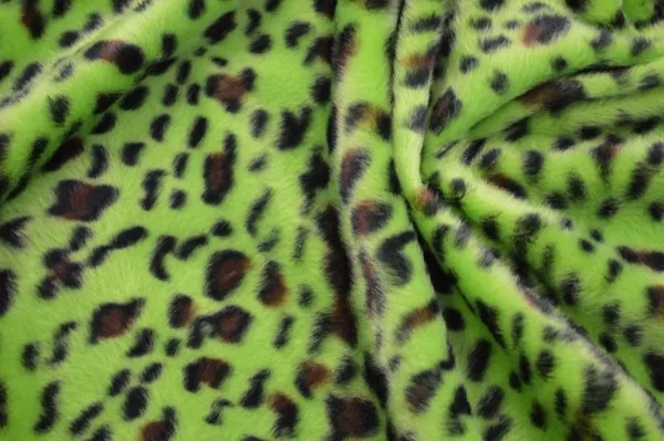 Fellimitat Leopard grün schwarz grüner Leopardenstoff Kunstfell Leopard grün Fel