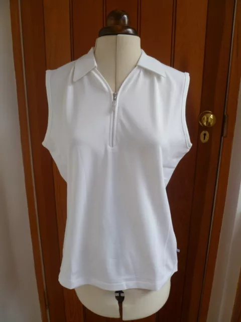 Callaway White Sleeveless Zipped Upf 15 Wicking Antimicrobial Dry Golf Top Bnwt