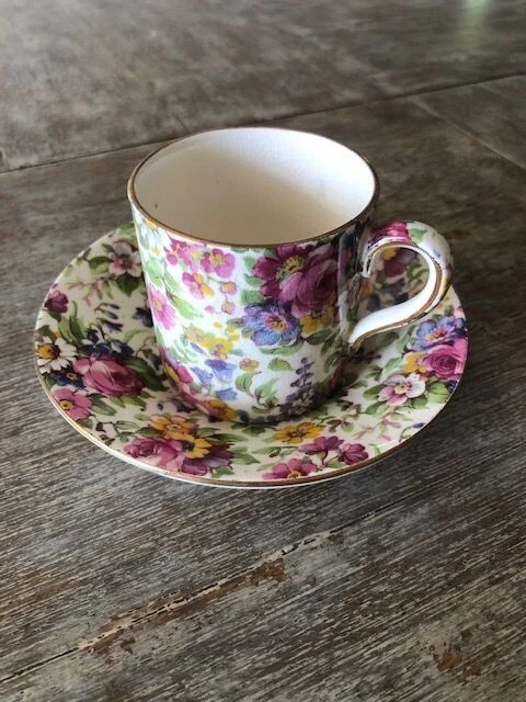 Antique Chintz Royal Winton Demitassee Cup & Saucer Grimwades England