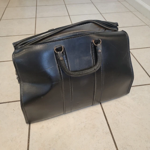 Vintage Black Naugahyde Leather Doctors Bag.