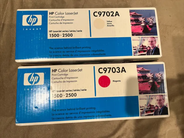 2 Genuine HP Color LaserJet 1500 2500N Printer TONER C9702A C9703A