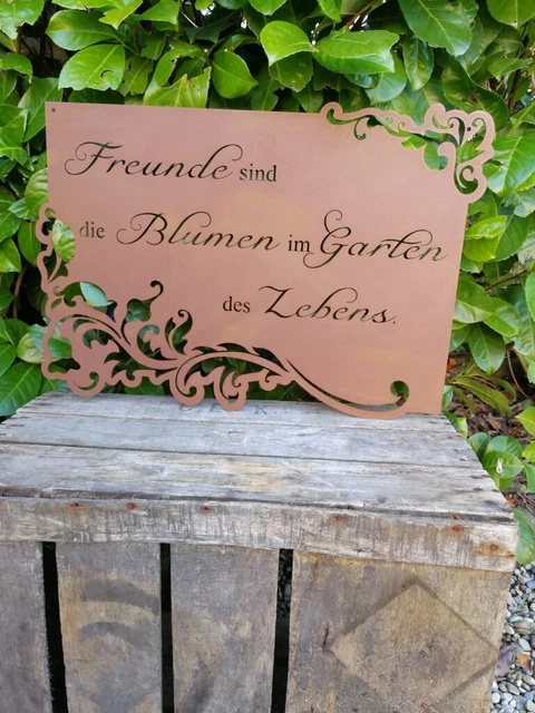 EDELROST GEDICHTTAFEL FREUNDE Spruchschild Gedichttafel Gartendeko