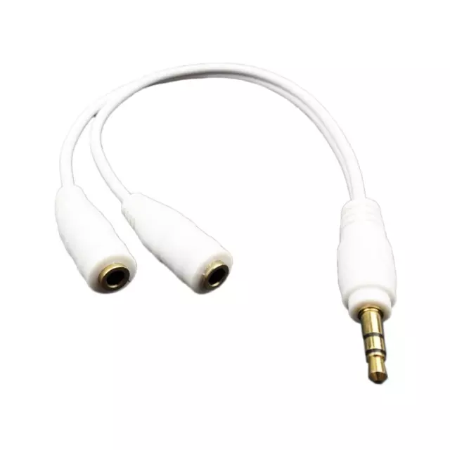 Headphone Splitter AUX Cable Earphone 2 Male Adapter 3.5mm Stereo Y Female Jack 3