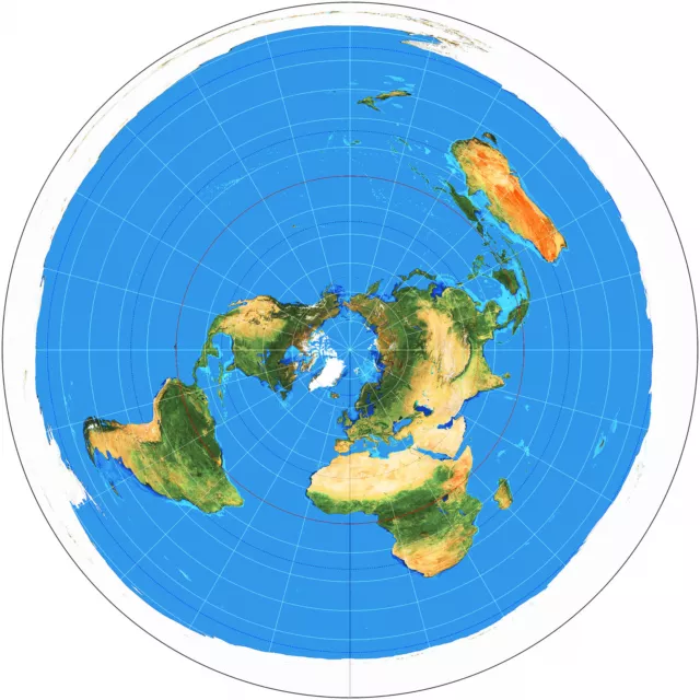 Azimuthal Equidistant Projection Flat Earth Map Zetetic Geo Centric USGS Naval