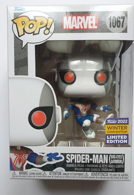 Funko Pop! Marvel - Spider-Man Bug-Eyes Armor (Blanc/Bleu) - Exclusivité Convention - Figurine Vinyle 9,5 Cm Collection
