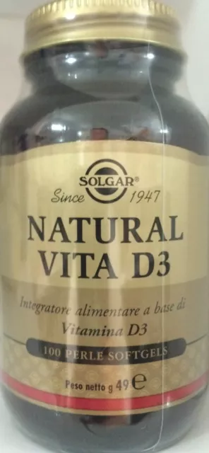 SOLGAR NATURAL VITA D3 100 PERLE softgels ossa sistema immunitario  vitamina d3