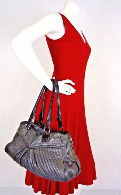 Treesje Leather Off Black Satchel Handbag