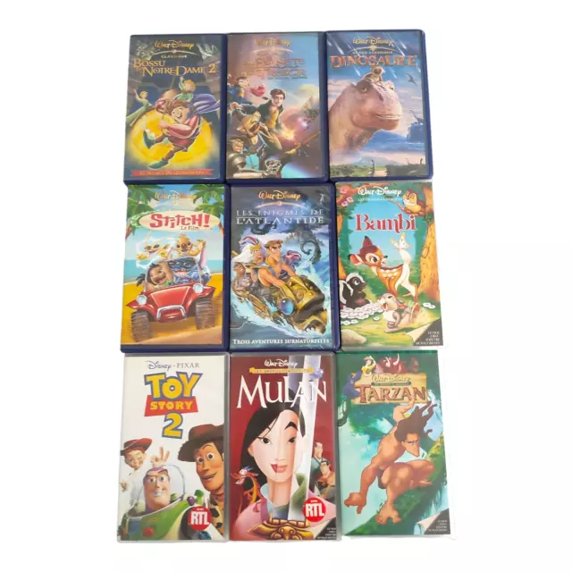 LOT 9 CASSETTES Vidéos VHS Walt Disney Dessin Animé K7 Vidéo Enfants