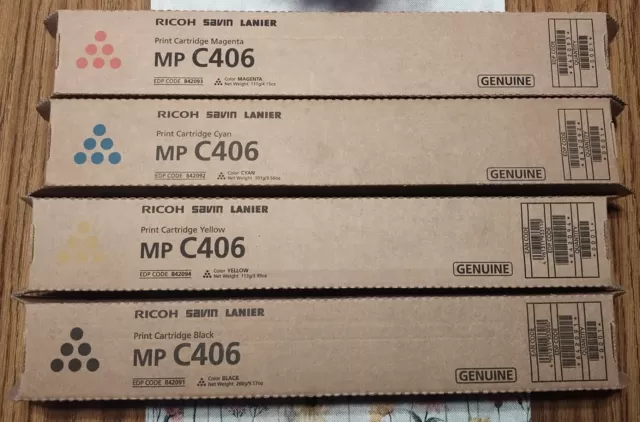 Genuine  Ricoh Savin Lanier Toner set MP C406 CMYK SEALED Free Shipping