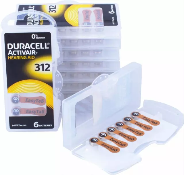 60x Duracell Activair Hörgerätebatterien 312 Braun Hearing AID (10x6er Blister)