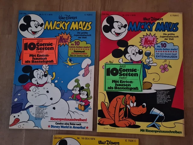 2x Micky Maus Heft Nr.2+3 von 1976 mit Aufklebern (Zustand 1) + Bonus