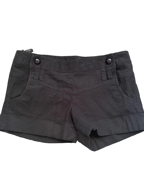 topshop black hotpants shorts cotton women size 12 (FH26)