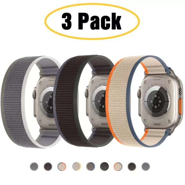 3 PACK Trail Loop Band Strap for Apple Watch 9 8 7 6 5 SE Ultra 2 44/41/45/49mm