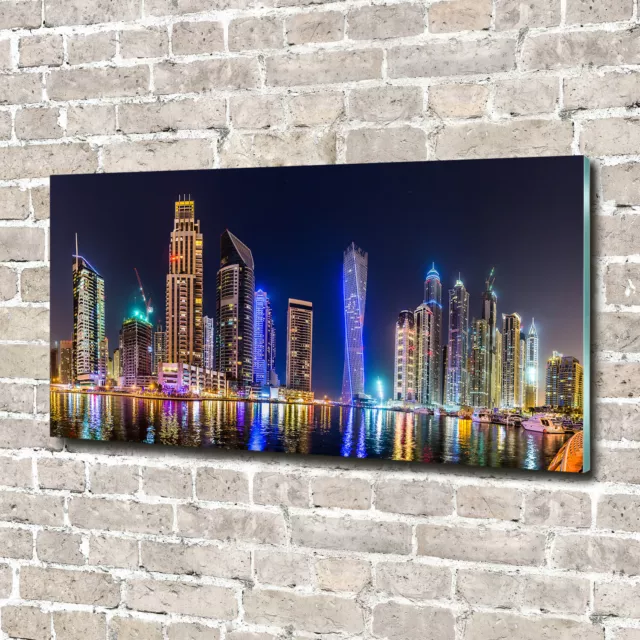 Glas-Bild Wandbilder Druck auf Glas 140x70 Deko Landschaften Dubai in der Nacht