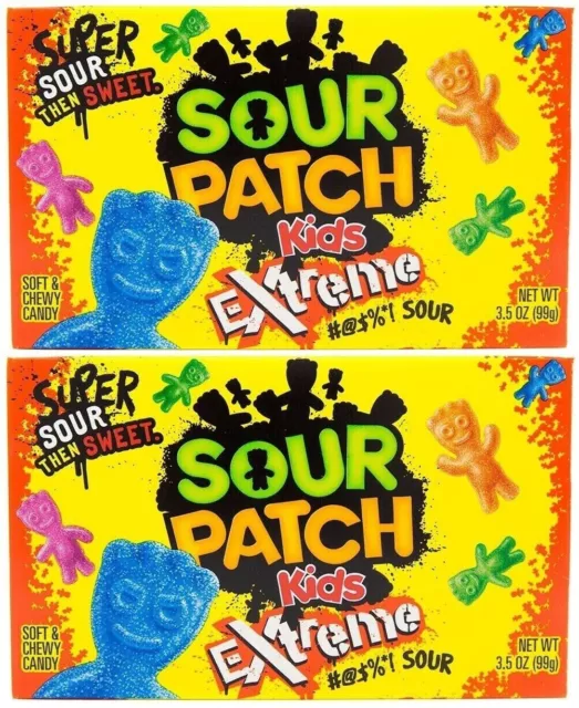 2x Sour Patch Kids Extreme Sour Soft & Chewy Candy Theater Box 99g