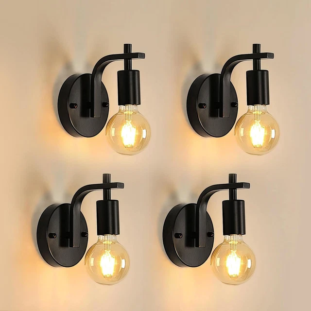 4 Applique Da Parete Vintage In Legno E Metallo - Lampade E27 Per Camera, Corridoio, Soggiorno - Foto 8