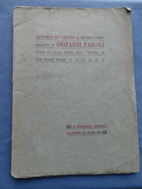 De Lorenzis-Discorso Commemorativo Su Giovanni Pascoli-Lecce 1912