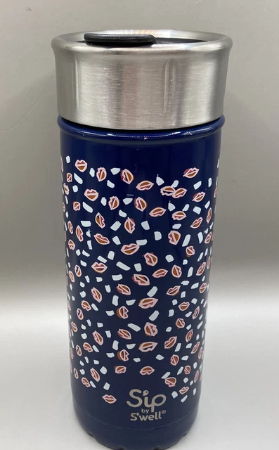 Sip by Swell Insulated Travel Mug 16oz. Coffee Pink & Red Lips Design