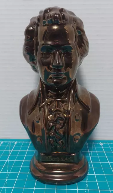 Vintage Arnels Amadeus Mozart 8.5" Bronze Ceramic Bust Classical Music Composer