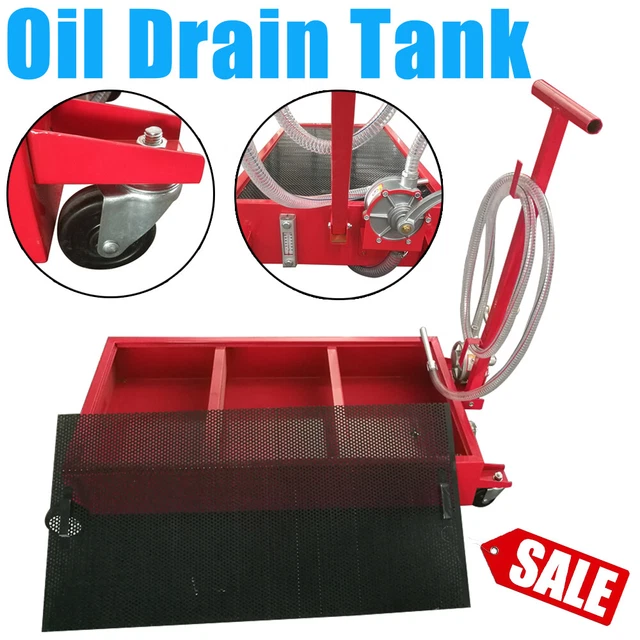 US 20 GALLON Oil Drain Tank with Manual Pump, Portable Low Profile Oil