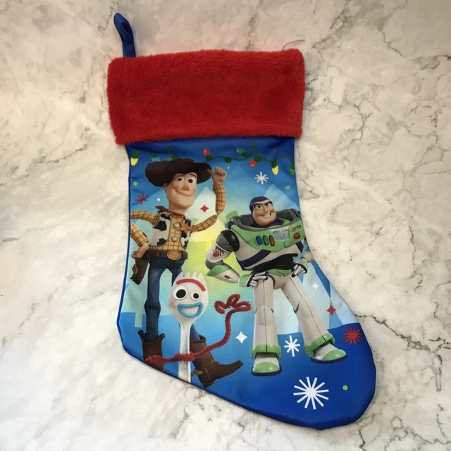 DISNEY TOY STORY 4 Christmas Stocking Blue Buzz Lightyear Woody Forky Q